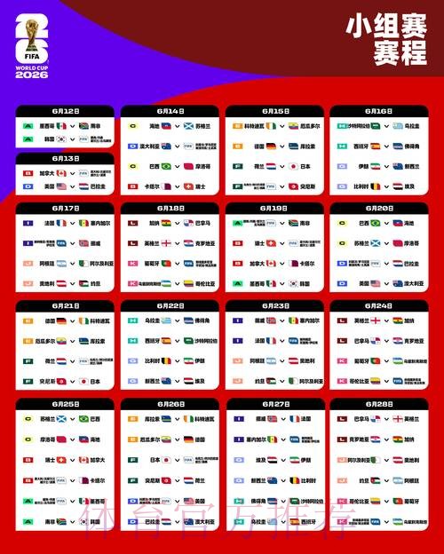 2026世界杯小组赛赛程最新完整安排查询入口 2026世界杯小组赛赛程最新完整安排查询入口